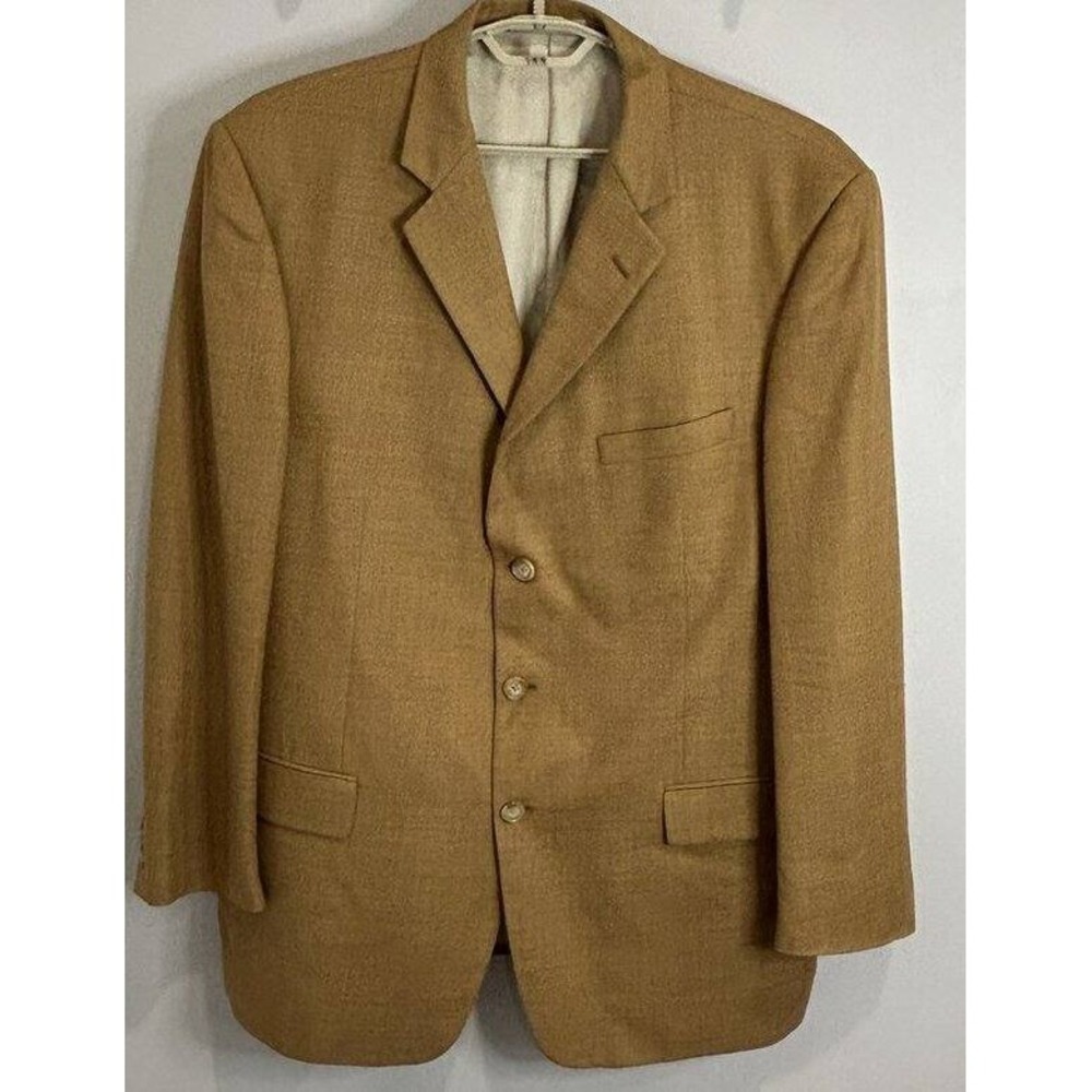 Tallia Uomo Wool Camel Color Mens 3 Button Blazer Jacket  Loro Piano Italy 46 L